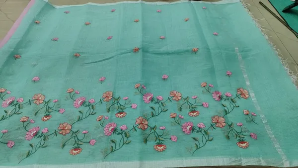 Sea_Green_Kota_Silk_Embroidered_Saree_For_Women
