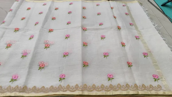White_Kota_Silk_Floral_Embroidered_Saree_For_Women