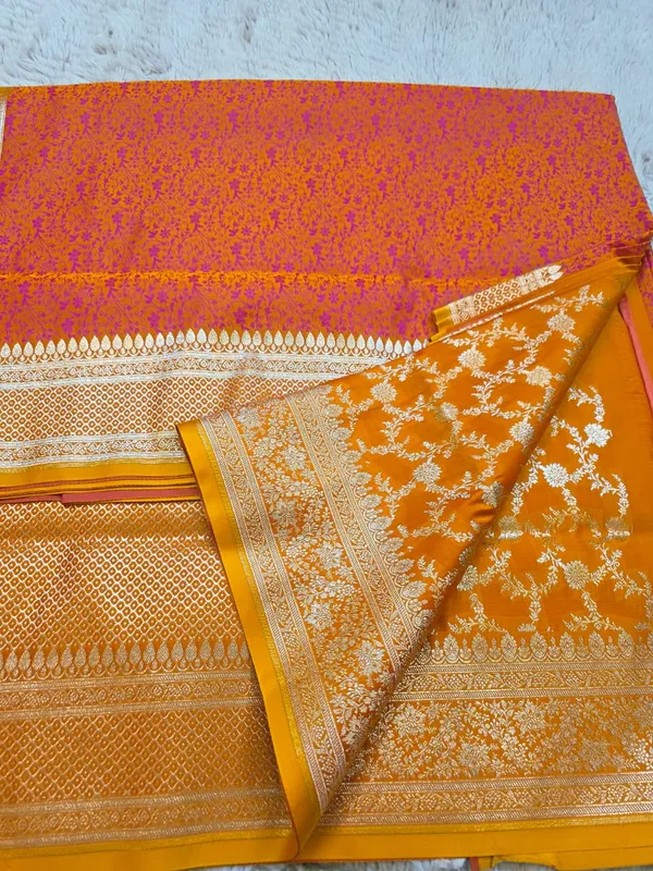 Orange_Mashru_Silk_Zari_Woven_Floral_Banarasi_Saree_For_Women