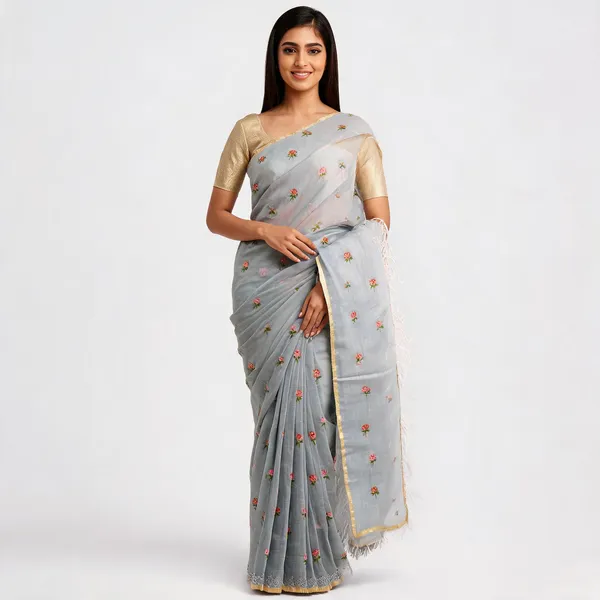 Grey_Kota_Silk_Floral_Embroidered_Zari_Border_Saree_For_Women