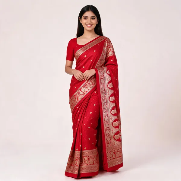 Red_Mashru_Silk_Zari_Woven_Floral_Border_Banarasi_Saree_For_Women