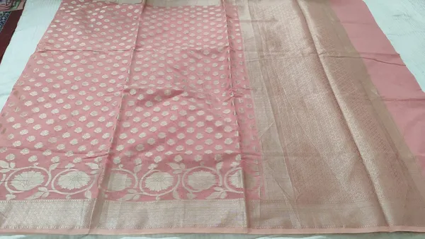 Peach_Cotton_Chanderi_Silk_Zari_Woven_Banarasi_Saree_For_Women