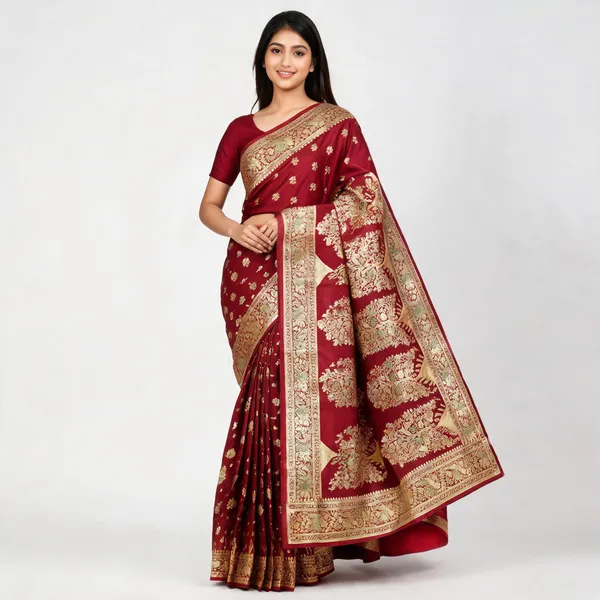 Maroon_Mashru_Silk_Zari_Woven_Banarasi_Saree_For_Women