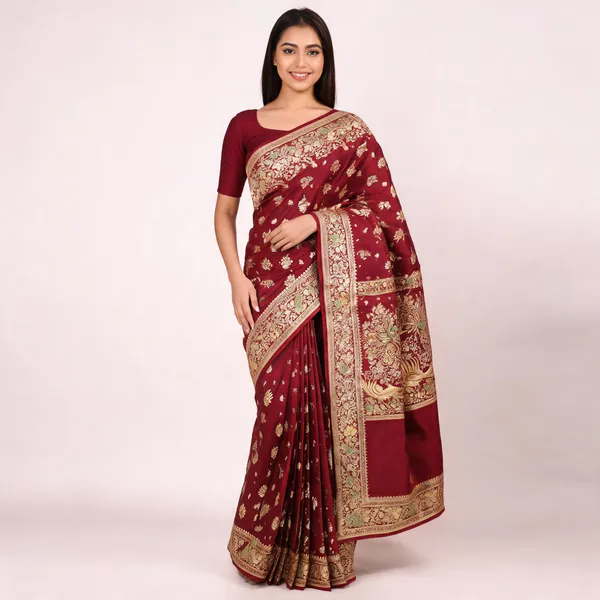 Maroon_Mashru_Silk_Zari_Woven_Banarasi_Saree_For_Women