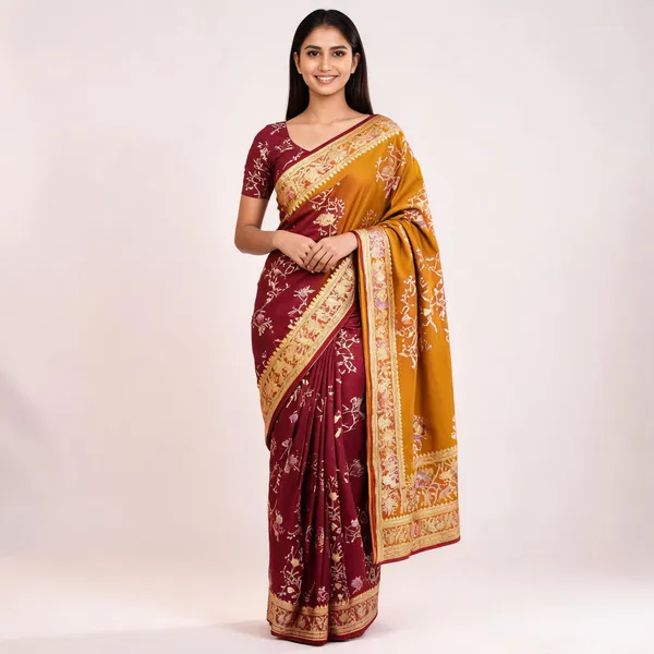 Maroon_Mustard_Mashru_Silk_Zari_Woven_Banarasi_Saree_For_Women
