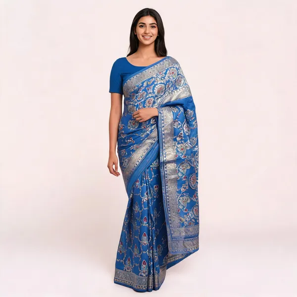 Blue_Katan_Silk_Zari_Floral_Paisley_Woven_Banarasi_Saree_For_Women