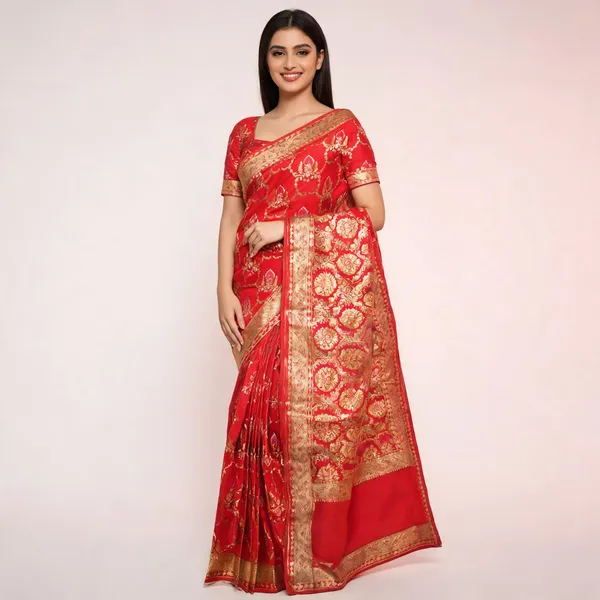 Red_Katan_Silk_Gold_Zari_Woven_Banarasi_Saree_For_Women