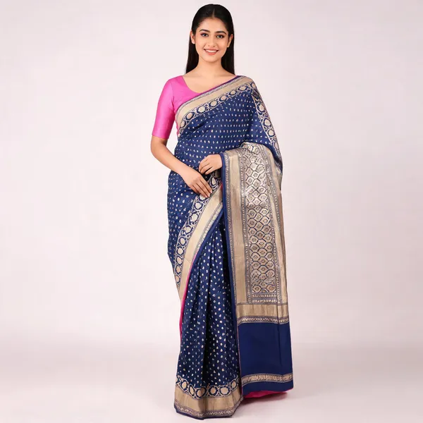 Blue_Cotton_Silk_Zari_Woven_Banarasi_Saree_For_Women