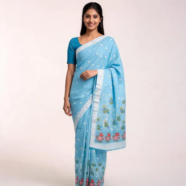 Sky_Blue_Kota_Silk_Floral_Embroidered_Saree_For_Women