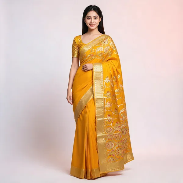 Yellow_Katan_Silk_Zari_Woven_Banarasi_Saree_For_Women