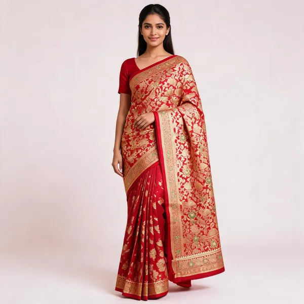 Red_Mashru_Silk_Golden_Zari_Woven_Banarasi_Saree_For_Women