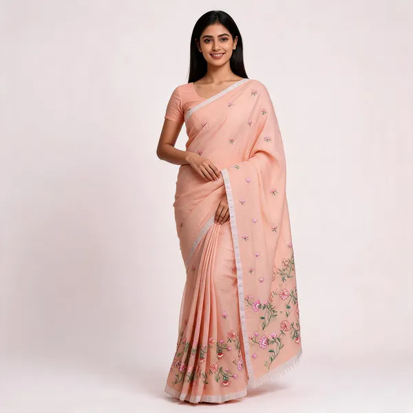 Peach_Kota_Silk_Floral_Embroidered_Dupatta_For_Women
