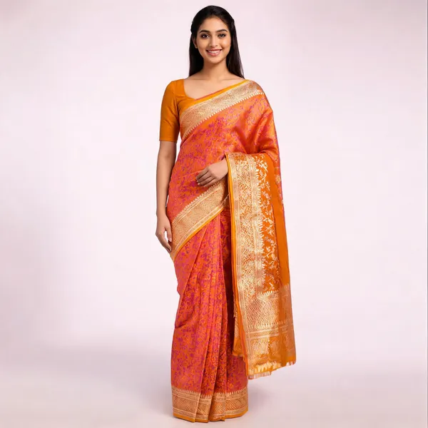 Orange_Mashru_Silk_Zari_Woven_Floral_Banarasi_Saree_For_Women