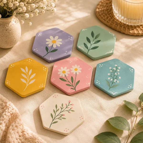 DIY_Brown_Wood_Coaster_Set_For_Table_Top