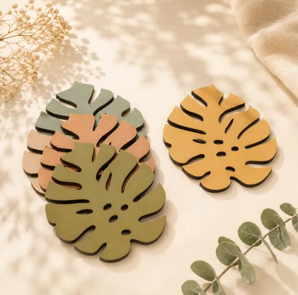 DIY_Brown_Wood_Coaster_Set_For_Table_Top