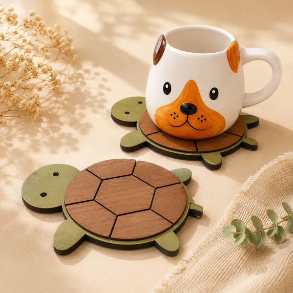 DIY_Brown_Wood_Coaster_Set_For_Table_Top