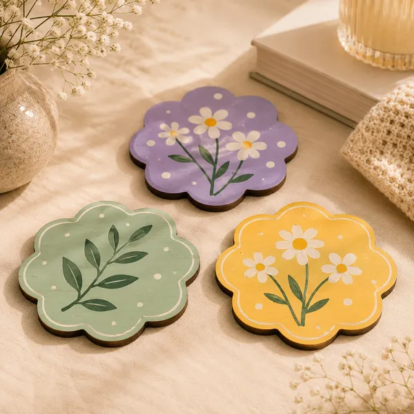 DIY_Brown_Wood_Coaster_Set_For_Table_Top