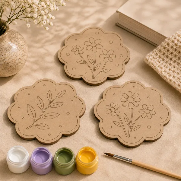 DIY_Brown_Wood_Coaster_Set_For_Table_Top
