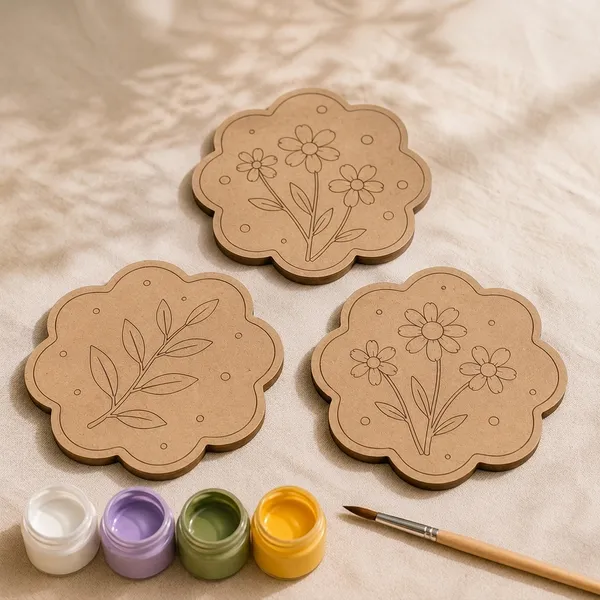 DIY_Brown_Wood_Coaster_Set_For_Table_Top