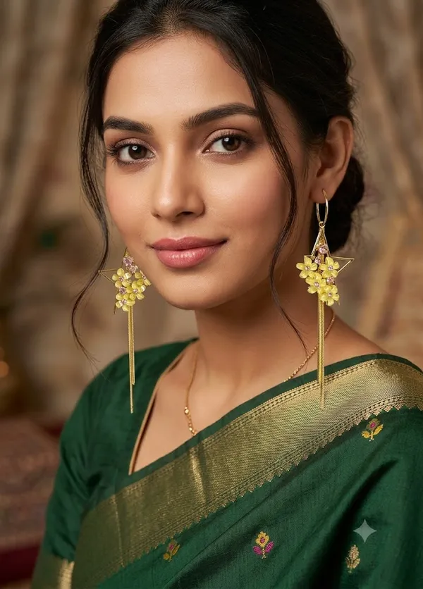 Gold_Tone_Floral_Star_Dangling_Drop_Earrings_For_Women
