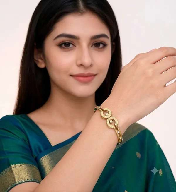 Gold_Stainless_Steel_Roman_Numeral_Open_Cuff_Bracelet_For_Women