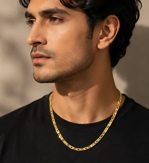 Gold_Stainless_Steel_Geometric_Link_Chain_For_Men