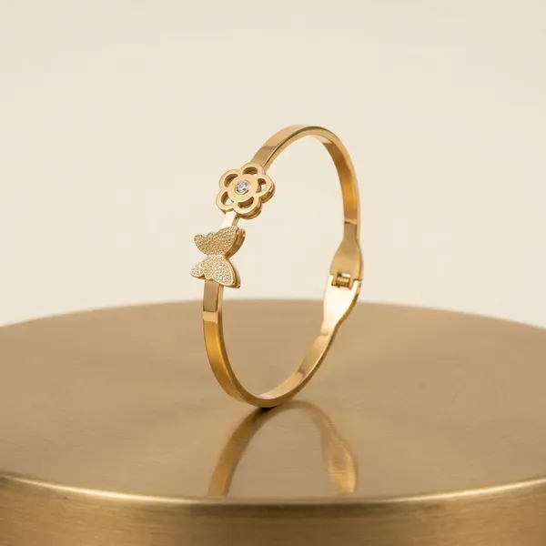 Gold_Tone_Stainless_Steel_Butterfly_Floral_Bangle_For_Women