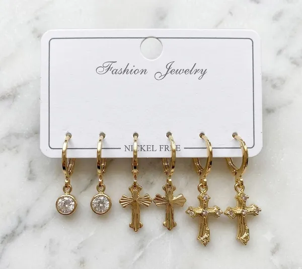 Gold_Tone_Alloy_Cross_Drop_Earrings_For_Women