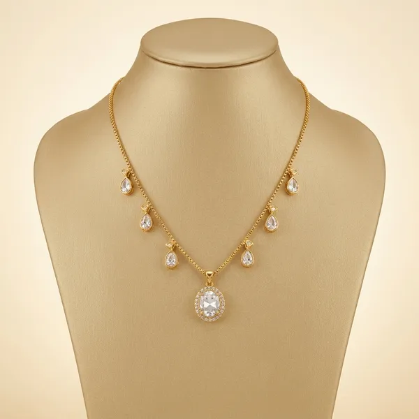 Gold_Tone_Stainless_Steel_Charm_Drop_Necklace_For_Women