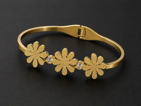 Gold_Tone_Stainless_Steel_Floral_Stone_Cuff_Bracelet_For_Women
