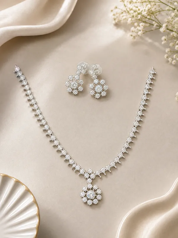 Silver_Ad_Stone_Alloy_Floral_Pendant_Necklace_And_Earrings_Set_For_Women