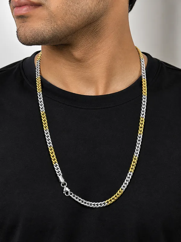 Gold_Silver_Stainless_Steel_Two_Tone_Braided_Chain_For_Men