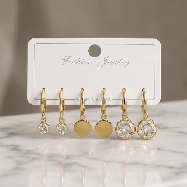 Gold_Tone_Stainless_Steel_Hoop_Drop_Earrings_Set_For_Women