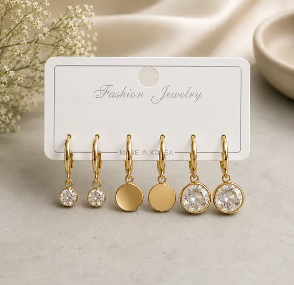 Gold_Tone_Stainless_Steel_Hoop_Drop_Earrings_Set_For_Women