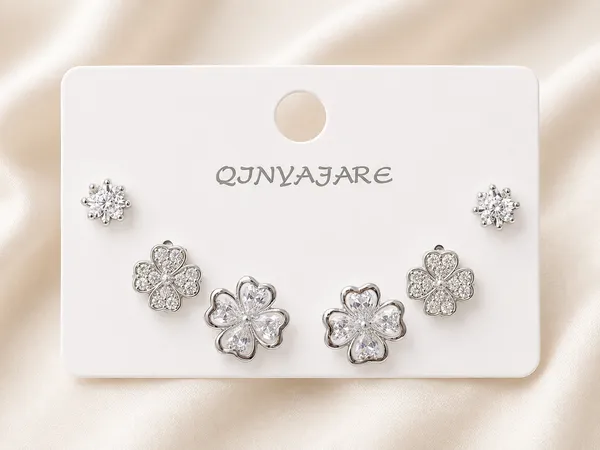 Silver_Stainless_Steel_Floral_Crystal_Stud_Earrings_Set_For_Women