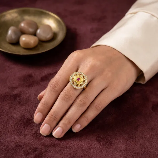 Gold_Tone_Pink_Rhinestone_Statement_Ring_For_Women