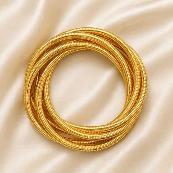 Silver_Gold_Tone_Stainless_Steel_Snake_Chain_Bangle_Set_For_Women