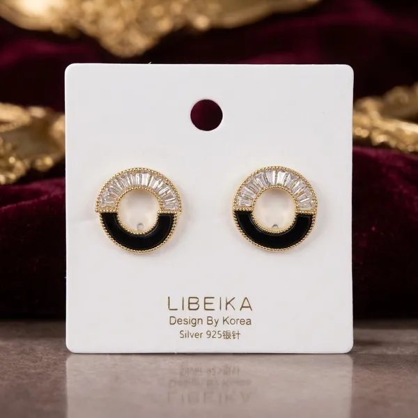 Gold_Black_Crystal_Stainless_Steel_Circle_Stud_Earrings_For_Women