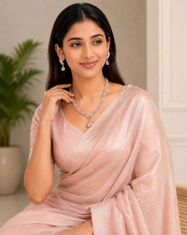 Silver_Tone_Pink_Ad_Stone_Necklace_And_Earrings_Set_For_Women