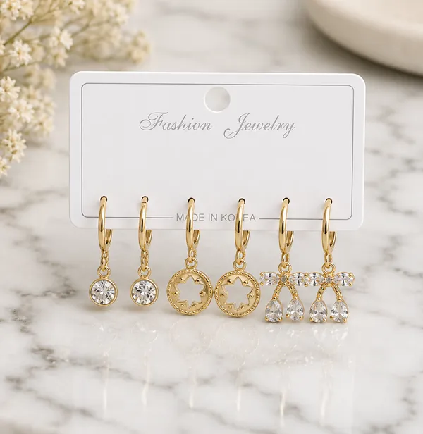 Gold_Stainless_Steel_Floral_Drop_Earrings_Set_For_Women