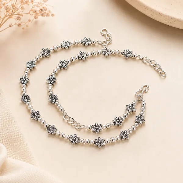 Silver_German_Silver_Floral_Link_Anklets_For_Women