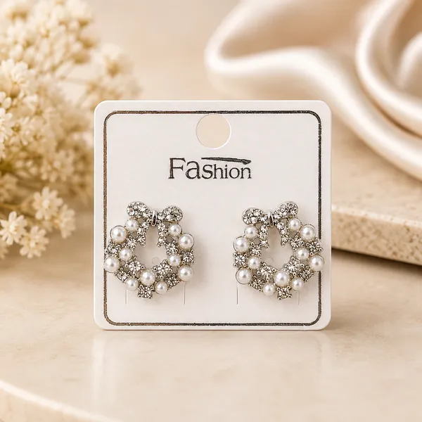Silver_Alloy_Beaded_Cluster_Stud_Earrings_For_Women