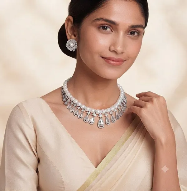 Silver_Ad_Stone_Alloy_Pearl_Floral_Necklace_And_Earrings_Set_For_Women