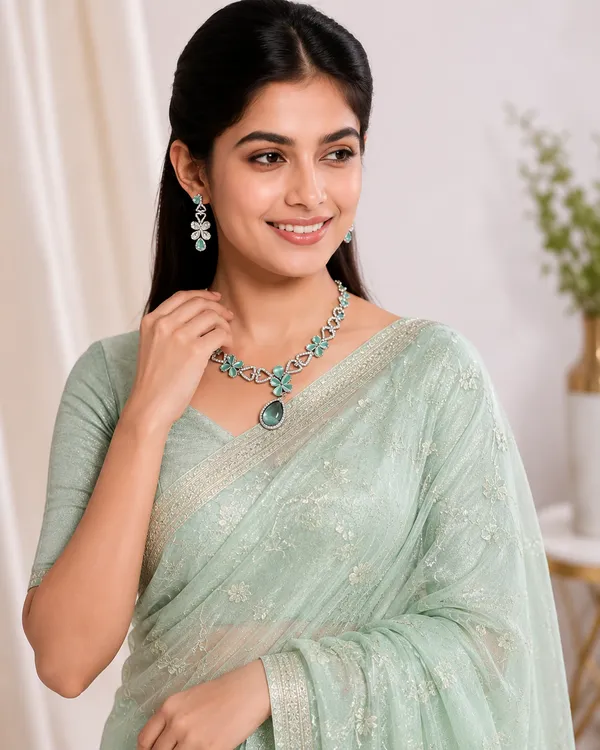 Green_Alloy_Ad_Stone_Floral_Necklace_Set_For_Women