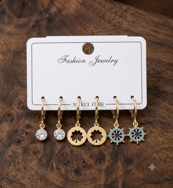 Gold_Tone_Stainless_Steel_Floral_Stone_Hoop_Earrings_Set_For_Women