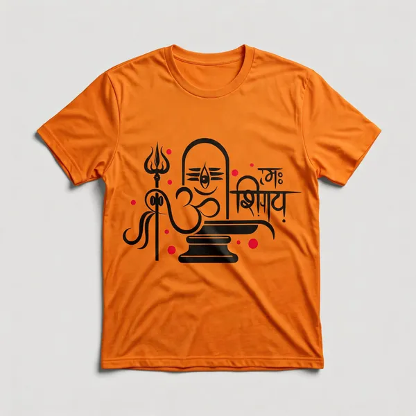 Orange_Graphic_Crew_Neck_T-Shirt_For_Men