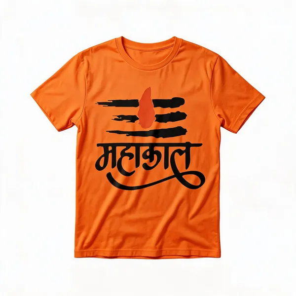 Orange_Graphic_Print_Crew_Neck_T-Shirt_For_Men