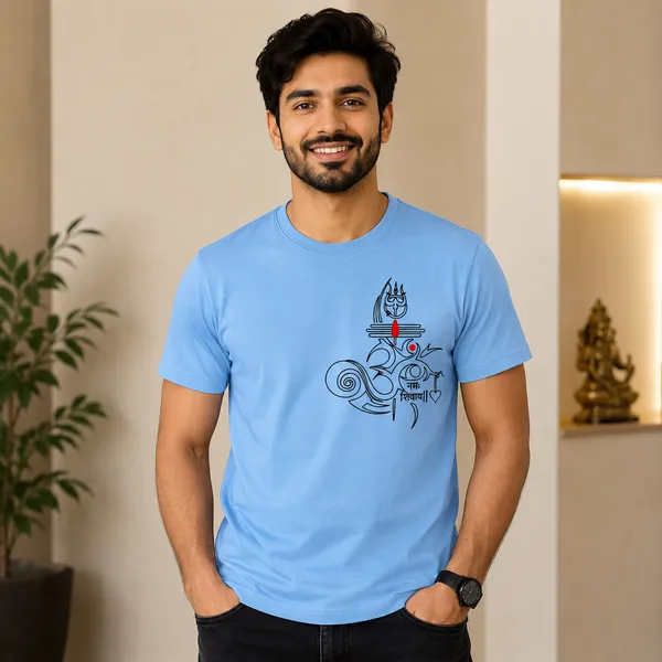 Blue_Graphic_Crew_Neck_T-Shirt_For_Men