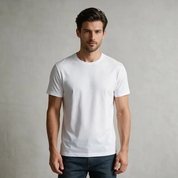 White_Polyester_Round_Neck_T-Shirt_For_Men