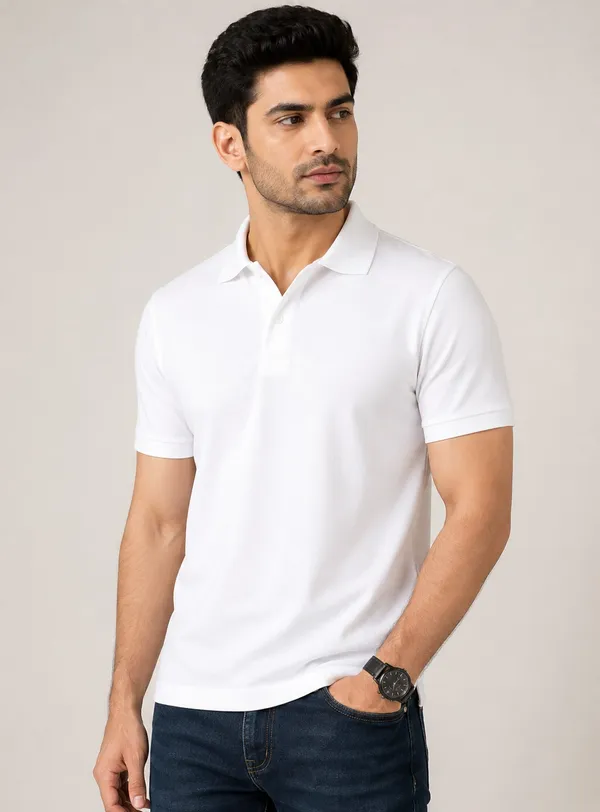 White_Polyester_Polo_T-Shirt_For_Men
